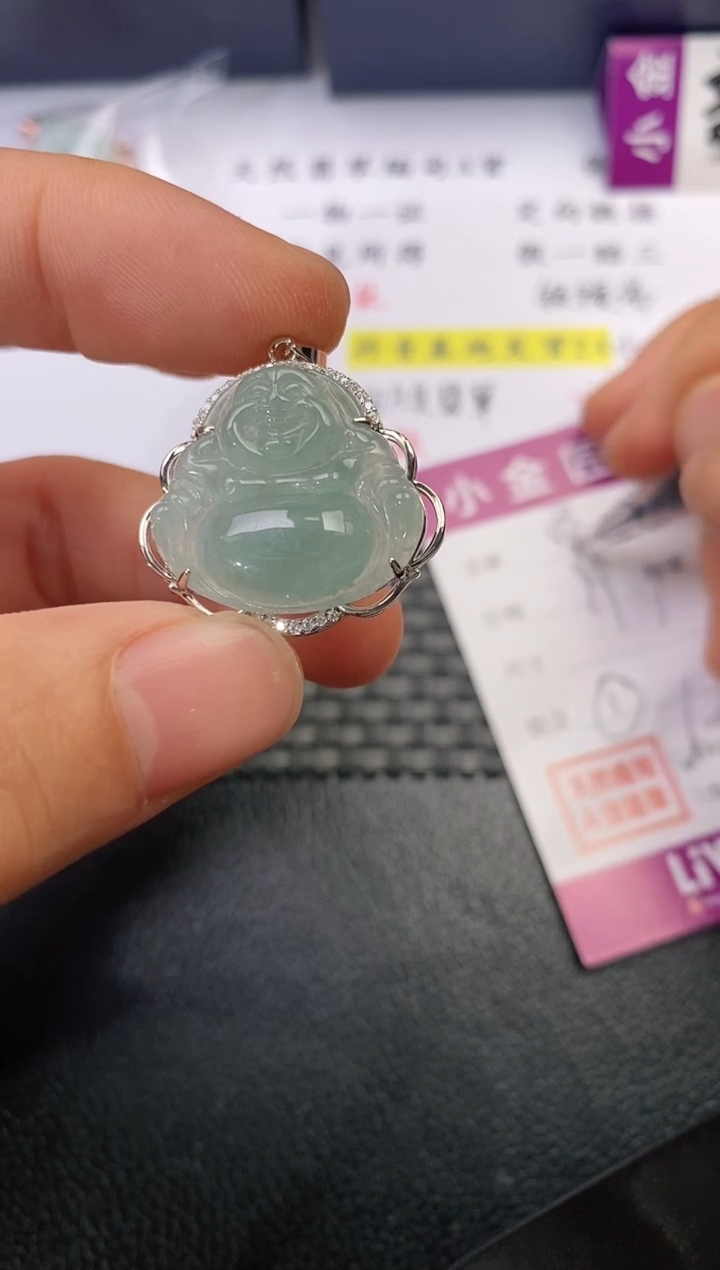 颈饰银S925镶嵌翡翠百***ご挂件