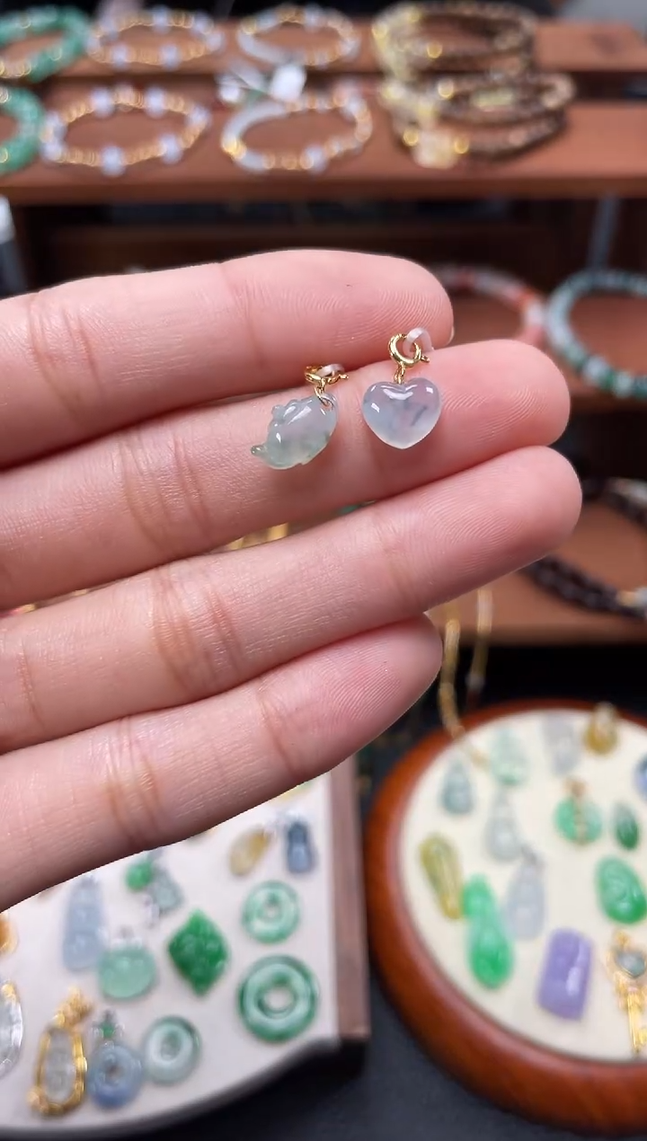 【闪购商品】翡翠吊坠(不含链)18K金镶嵌2个  JK309