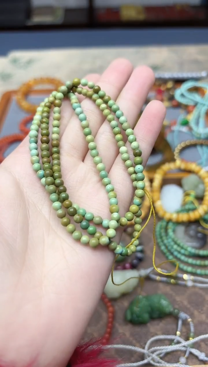 未镶嵌绿松石车挂松石多圈4mm+YZG