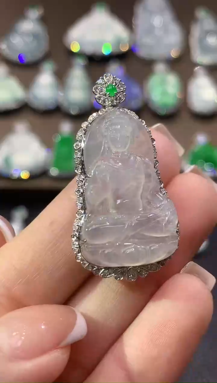 吊坠(不含链)18K金镶嵌翡翠D3