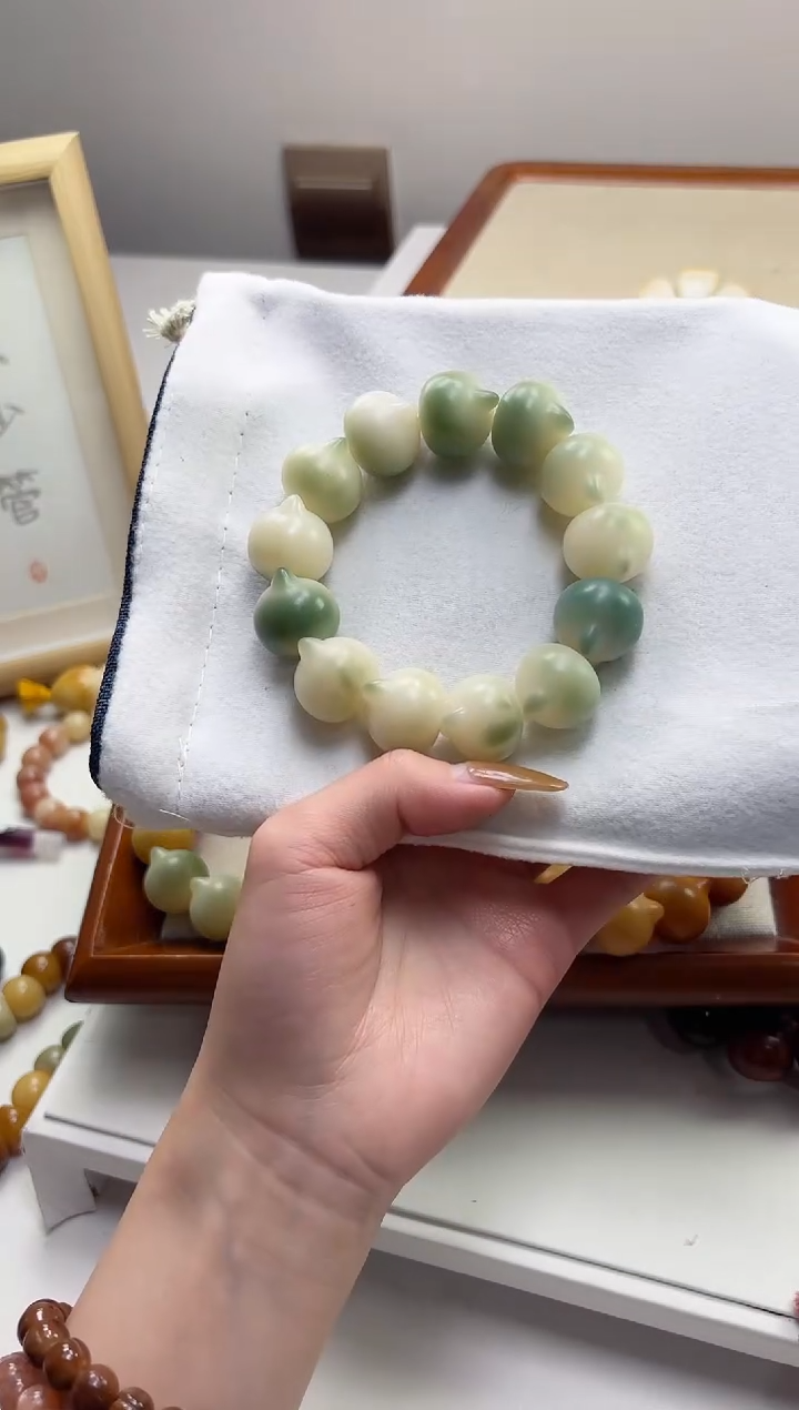 手串菩提根/象牙果喵**？沐q15干磨猫猫头21mm手串瑕疵不补