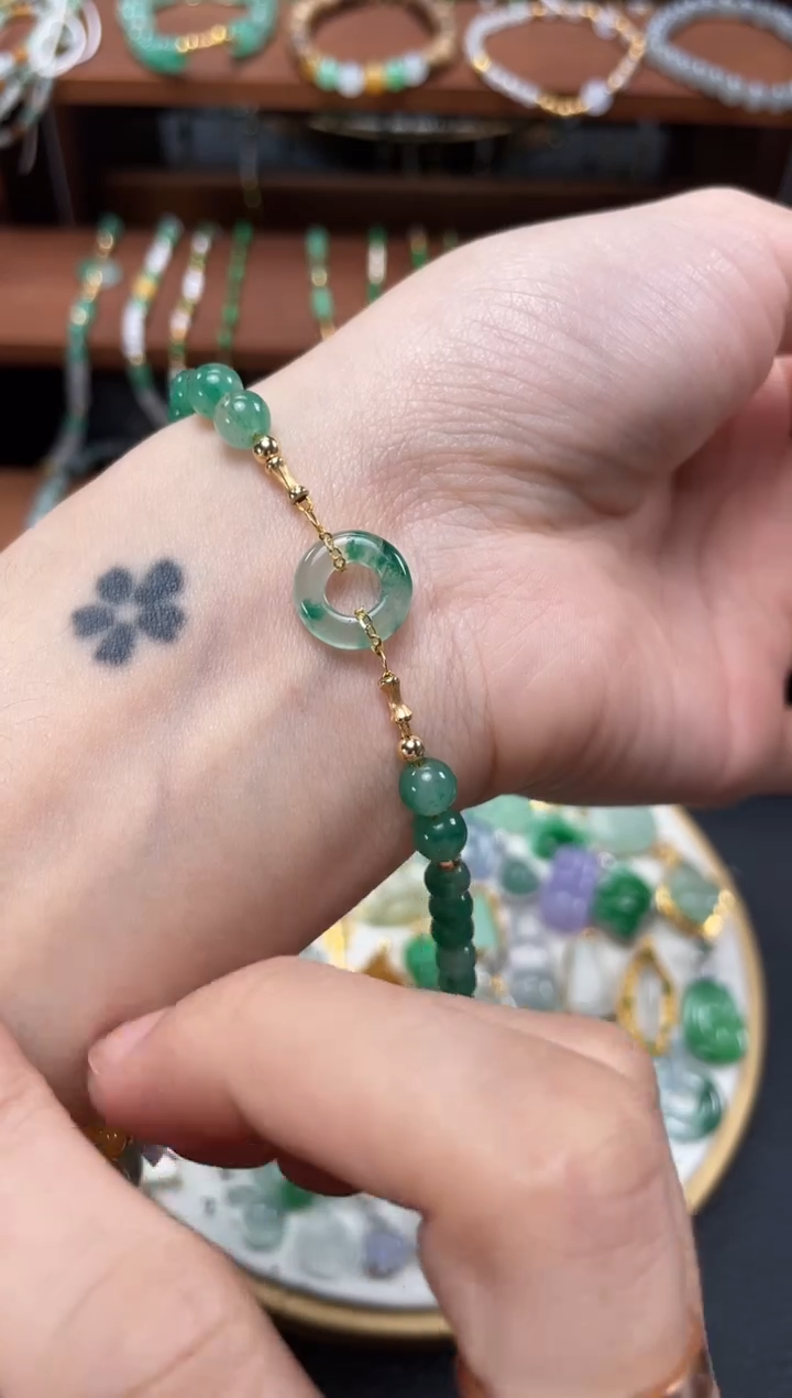 【闪购商品】石英质玉套链18K金镶嵌一个   JK473