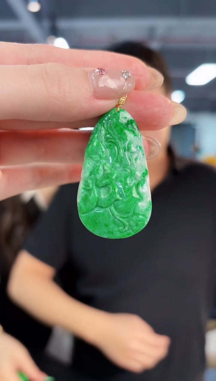 【闪购商品】翡翠颈饰18K金镶嵌缅料A货/支持复检/一件