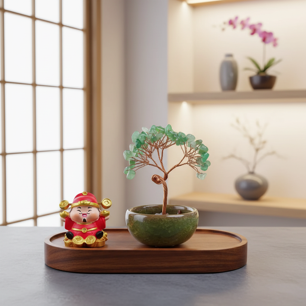 天然水晶东陵玉发财树(建盏款)水晶文创工艺品