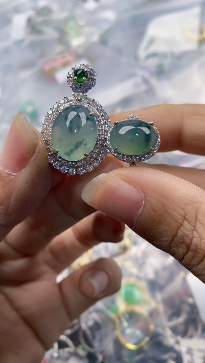 银S925镶嵌戒指翡翠11-11---6