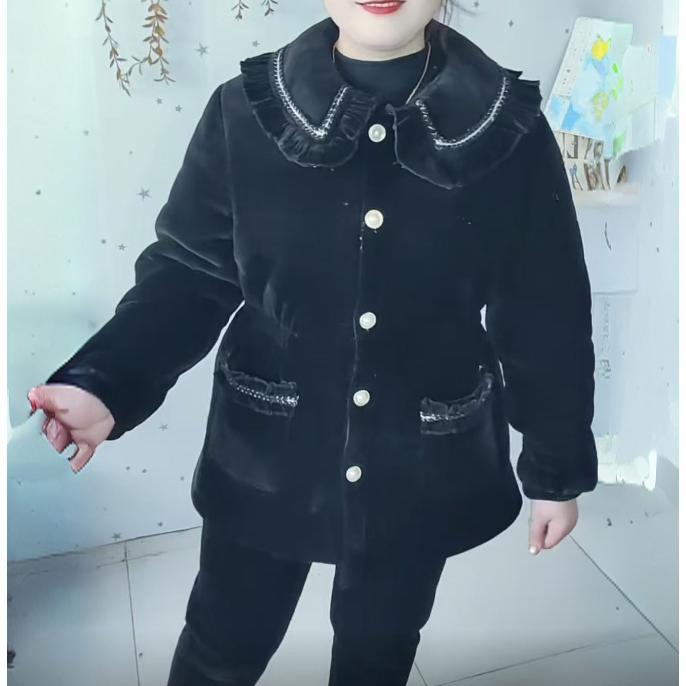 【靓衣园】时尚三层加厚保暖外穿娃娃领家居服