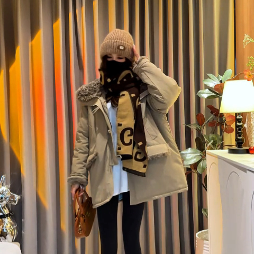 冬季慵懒风翻领保暖宽松中长款外套2025新款时尚潮流派克服上衣