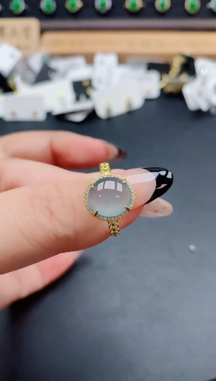 银S925镶嵌戒指翡翠1