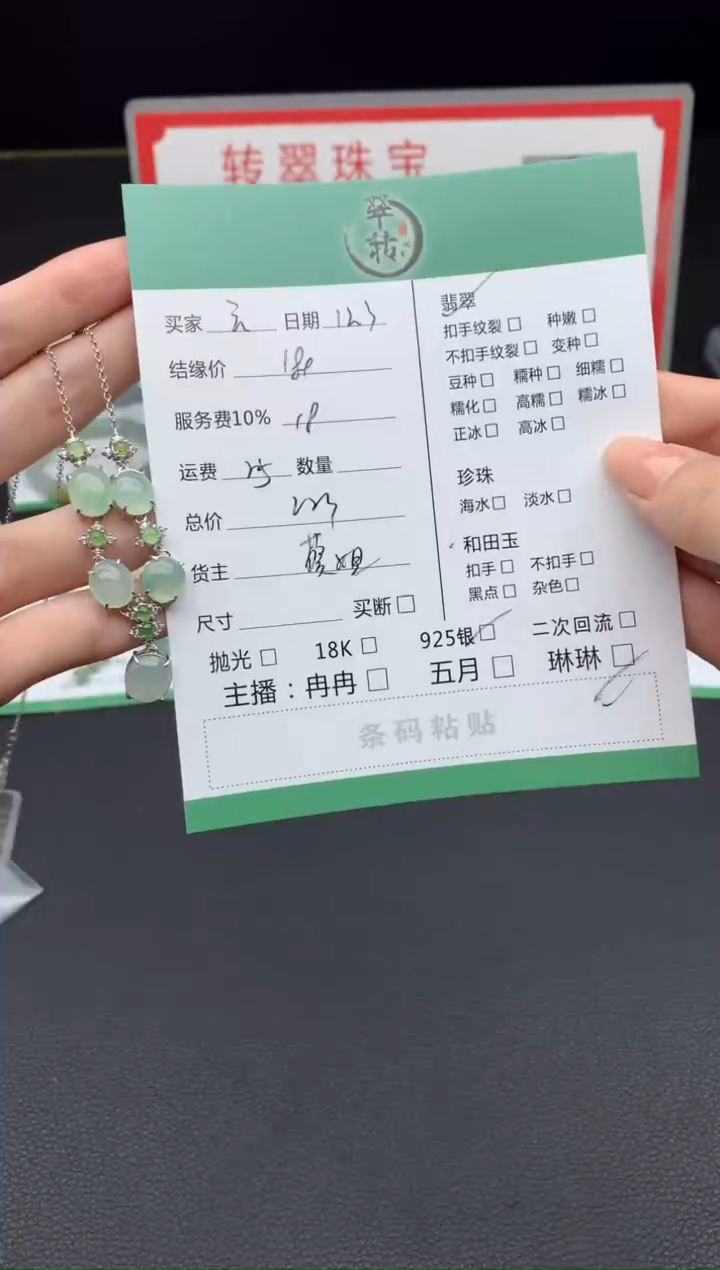 银S925镶嵌挂件翡翠云****录项链