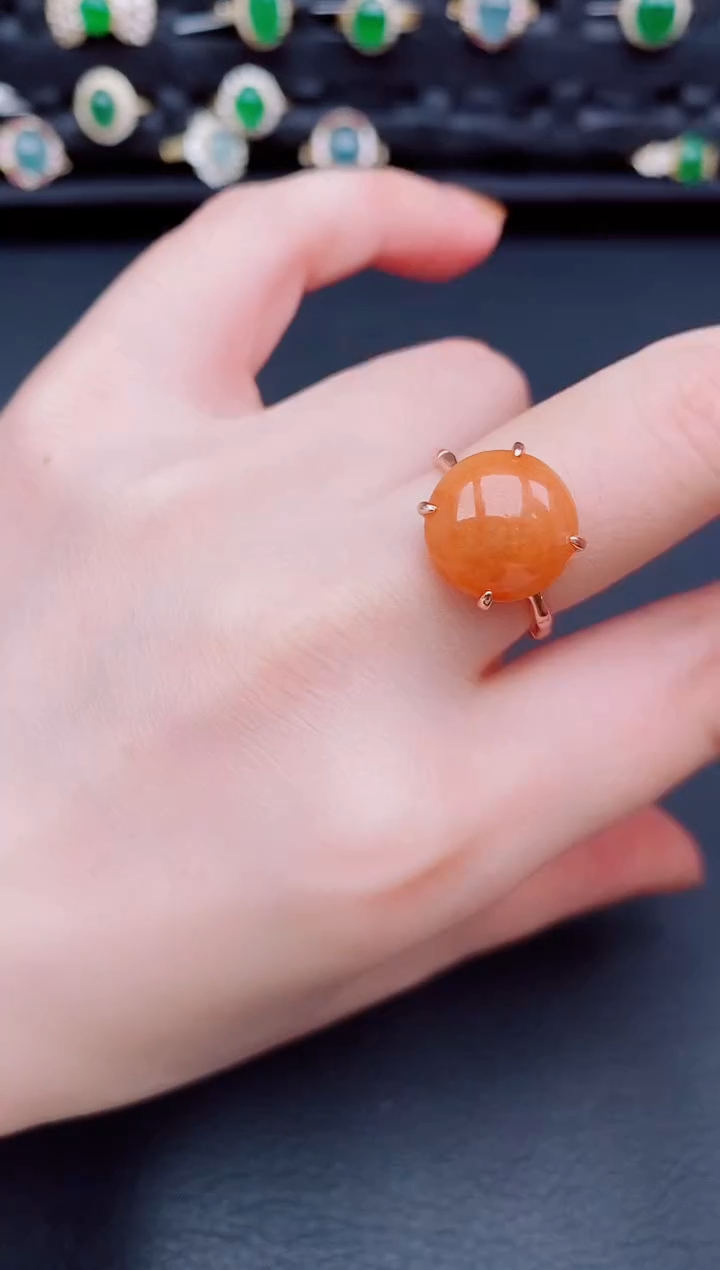 【闪购商品】翡翠戒指银S925镶嵌天然a货翡翠78