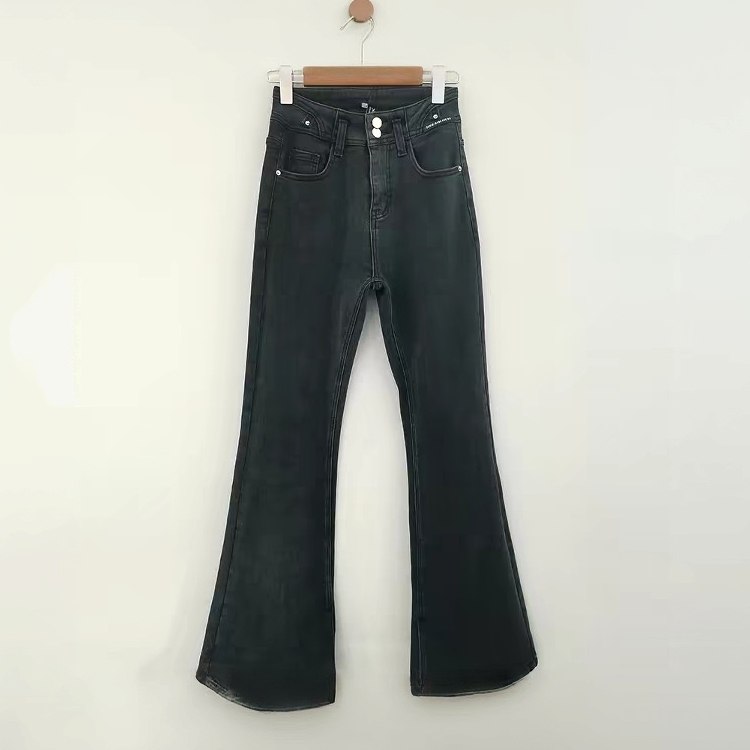 麦寻2025春KCNLS13A修身复古通勤显瘦微喇裤牛仔裤女百搭长裤