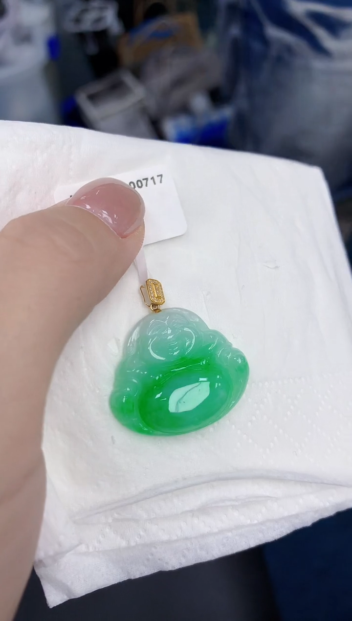 【闪购商品】翡翠颈饰18K金镶嵌天然缅甸翡翠A货