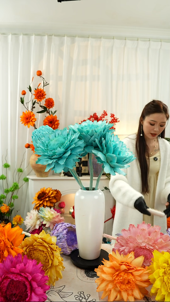 永生洋蓟霸王花4个头叶片微瑕【提夫尼蓝】A5