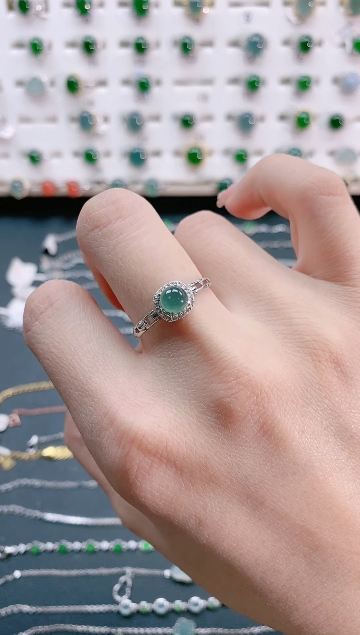 【闪购商品】翡翠戒指银S925镶嵌天然翡翠