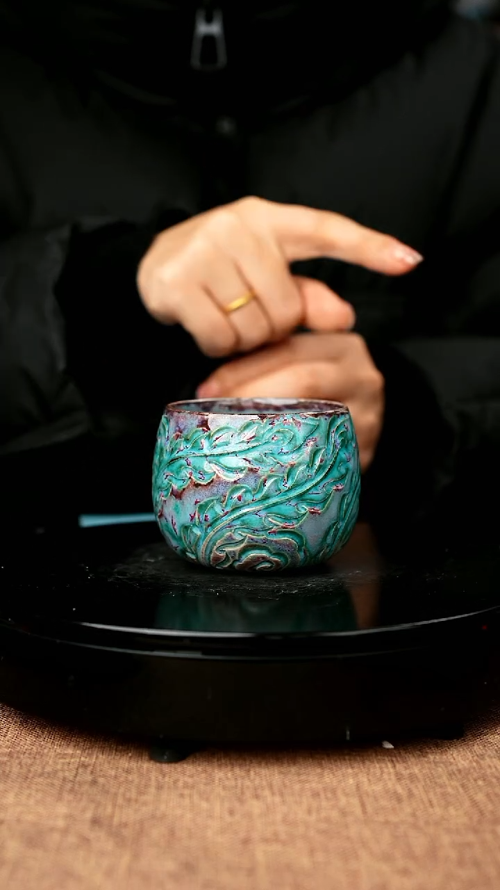 【闪购商品】800#陈亚龙一级品原矿钧瓷炉钧釉龙旦杯