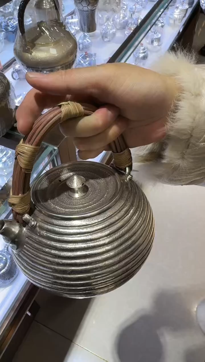 【闪购商品】足银999线圈提梁烧水壶