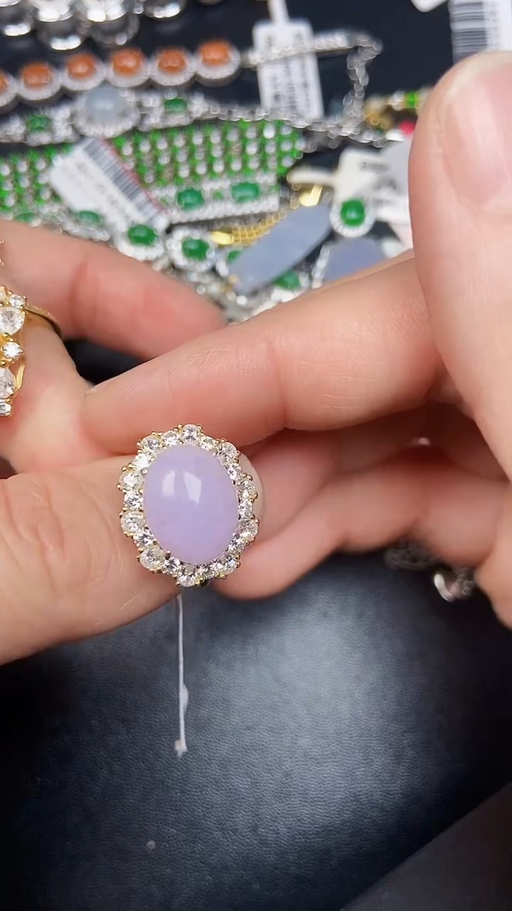 银S925镶嵌戒指翡翠雅**石3260