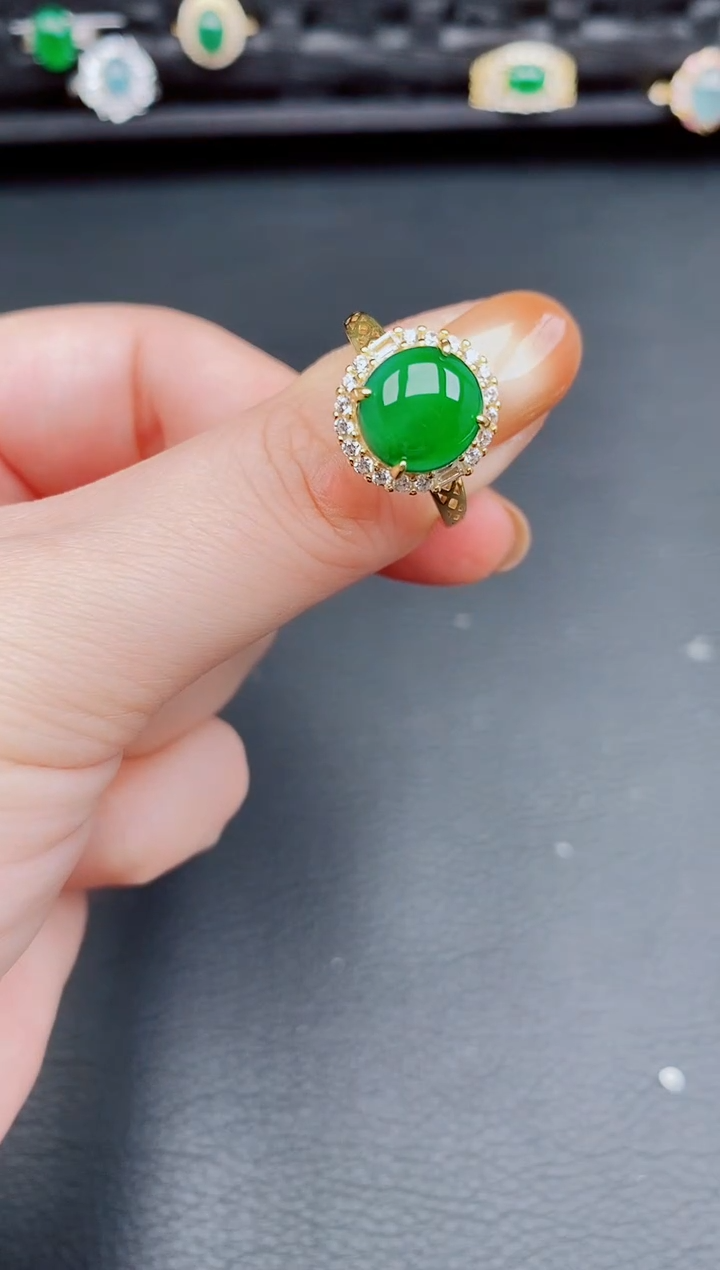【闪购商品】翡翠戒指银S925镶嵌天然a货翡翠175