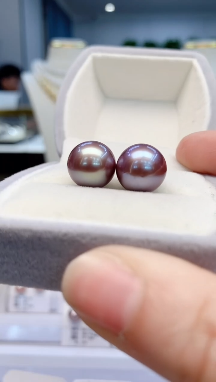 【闪购商品】淡水珍珠耳饰18K金镶嵌淡水耳钉13-14