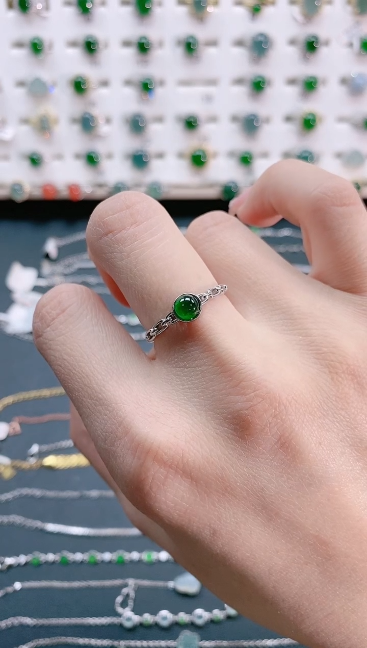 【闪购商品】翡翠戒指银S925镶嵌天然翡翠