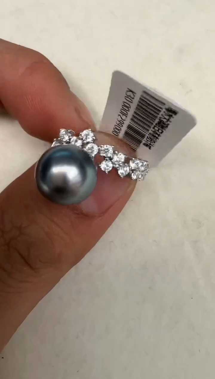 银S925镶嵌戒指海水珍珠戒指