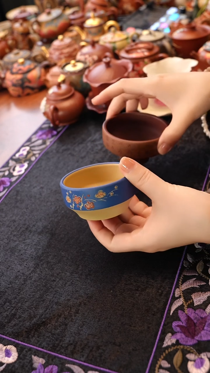 茶壶紫砂本绿粉浆梅花杯