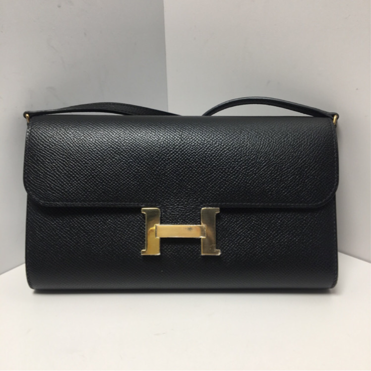99新 Hermes/爱马仕 小花柳 康康 TO GO 长款钱包 黑色 Z刻包