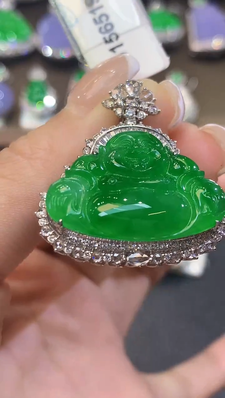 吊坠(不含链)18K金镶嵌翡翠d43