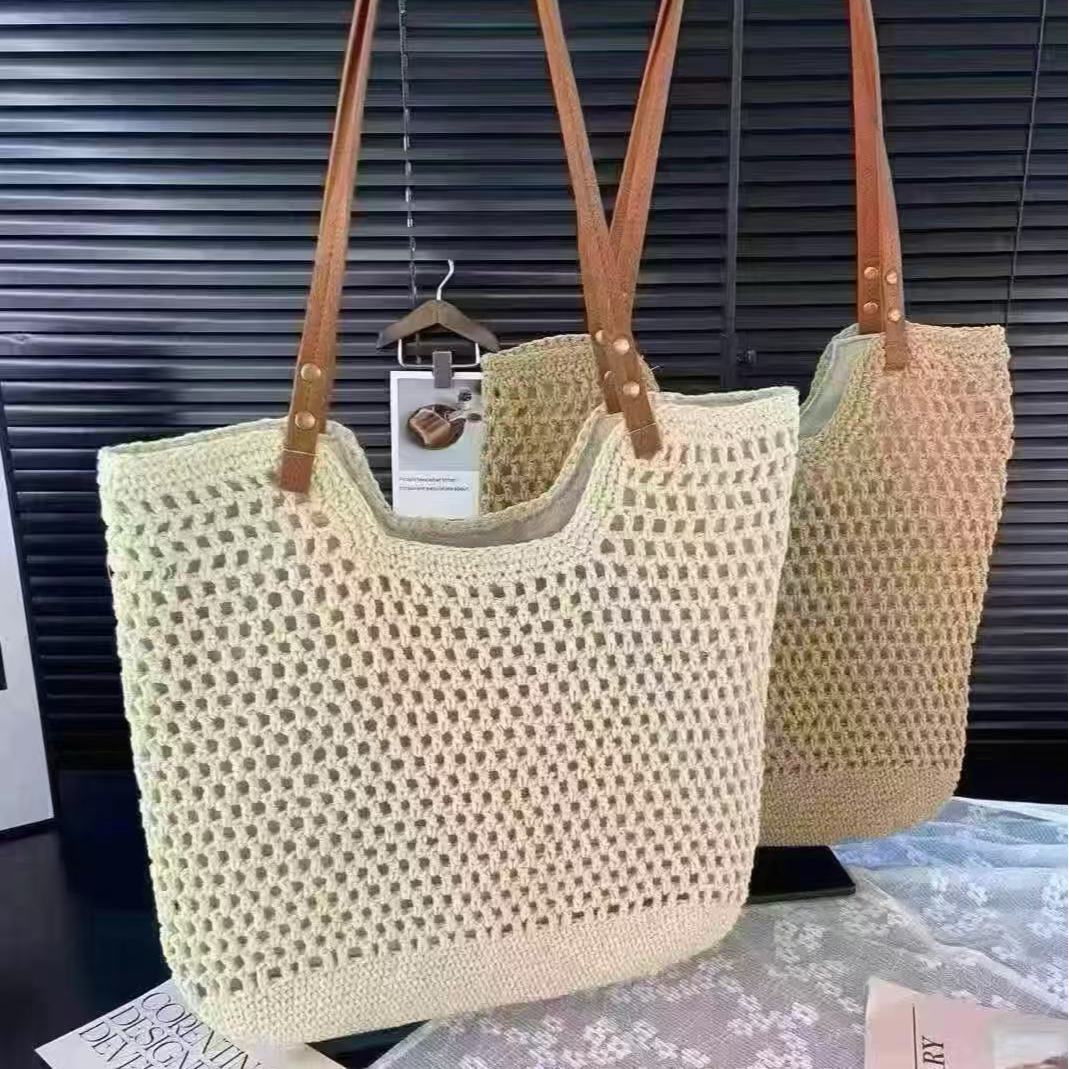 8272号1816#百搭时尚休闲度假风编织暗扣设计单肩包（预）