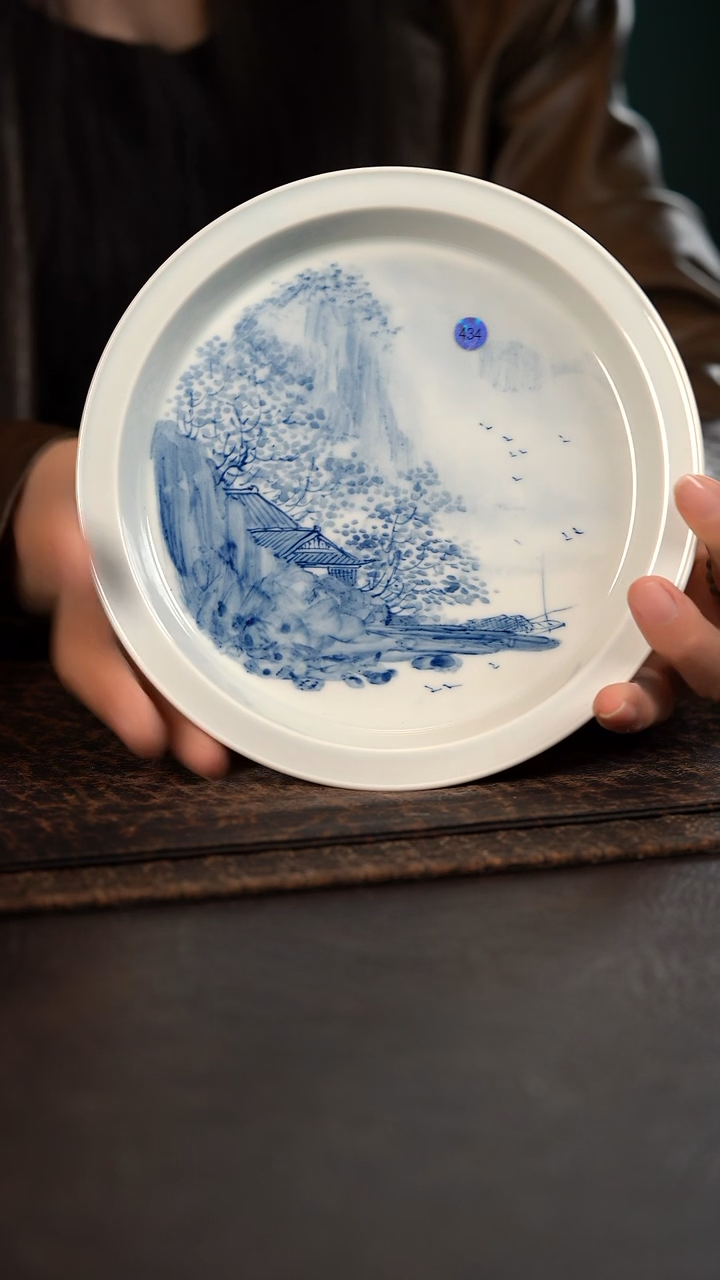 【闪购商品】杯434号HLX陶瓷写意山水大马蹄壶承