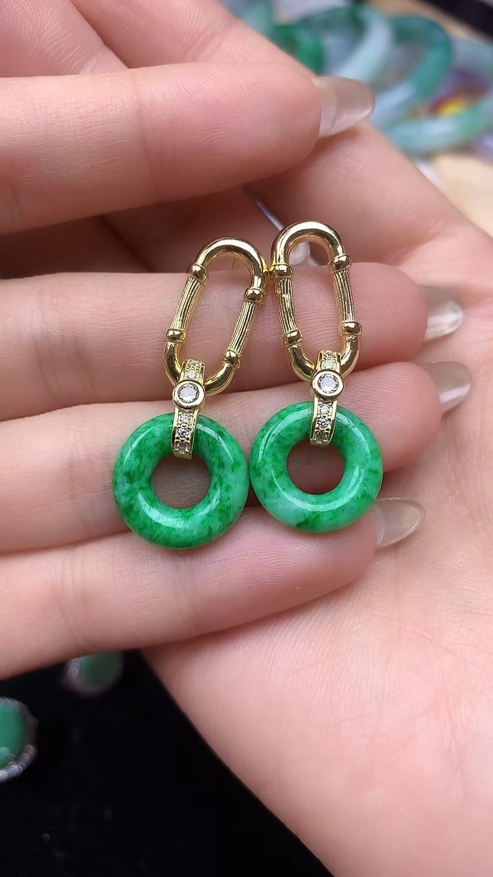 【闪购商品】翡翠耳饰银S925镶嵌耳饰