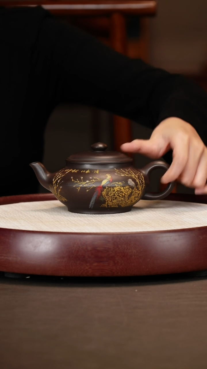 【闪购商品】紫砂茶壶高黑料虚扁+墨宝350c