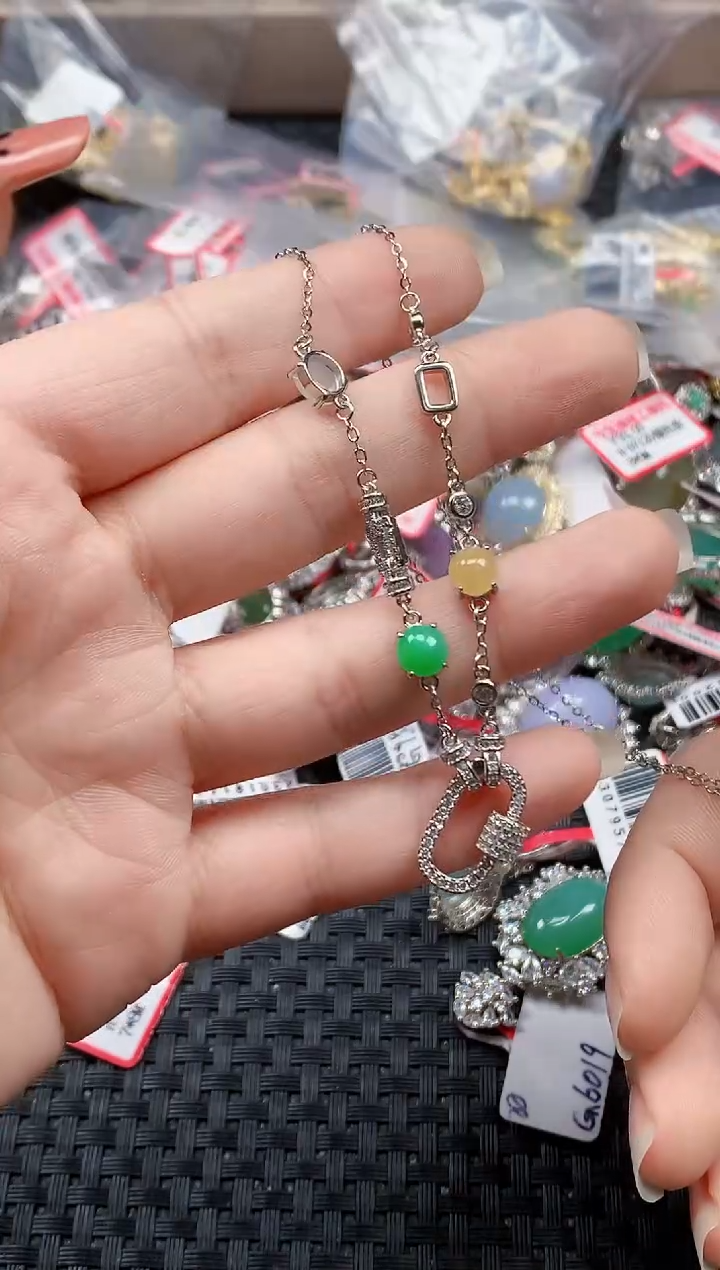 银S925镶嵌戒指翡翠天然A货缅甸翡翠