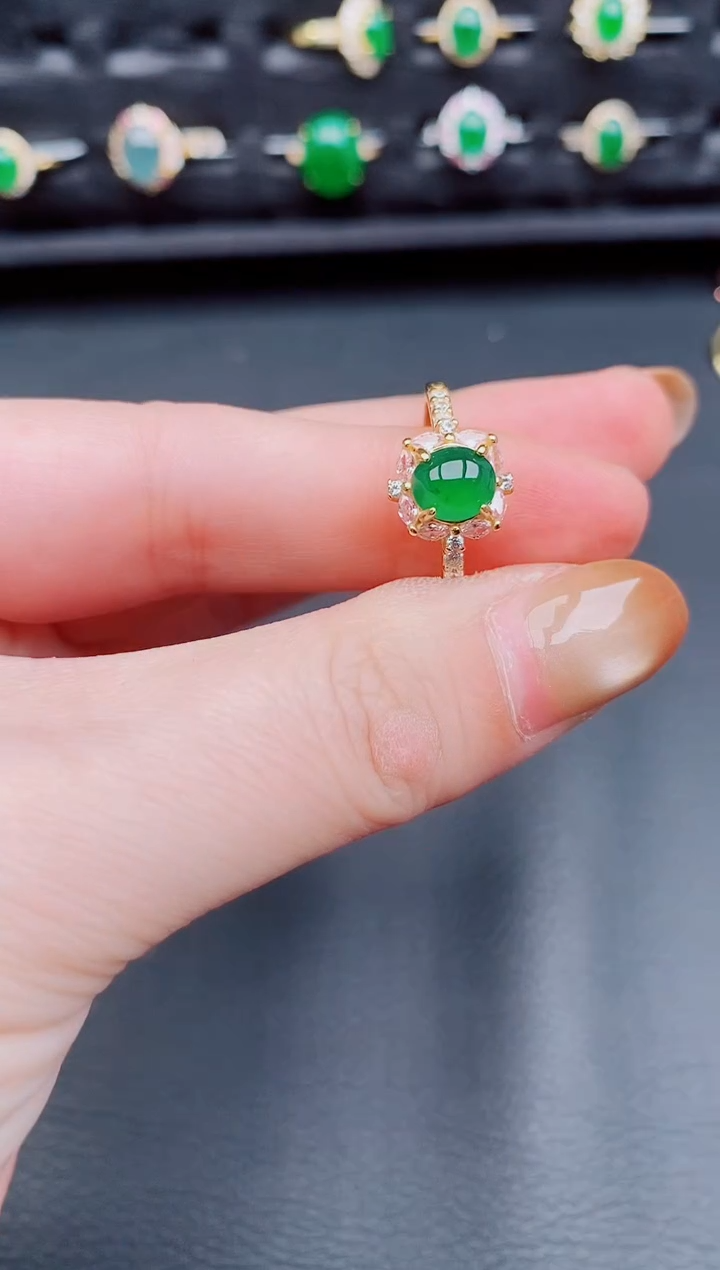 【闪购商品】翡翠戒指银S925镶嵌天然a货翡翠139