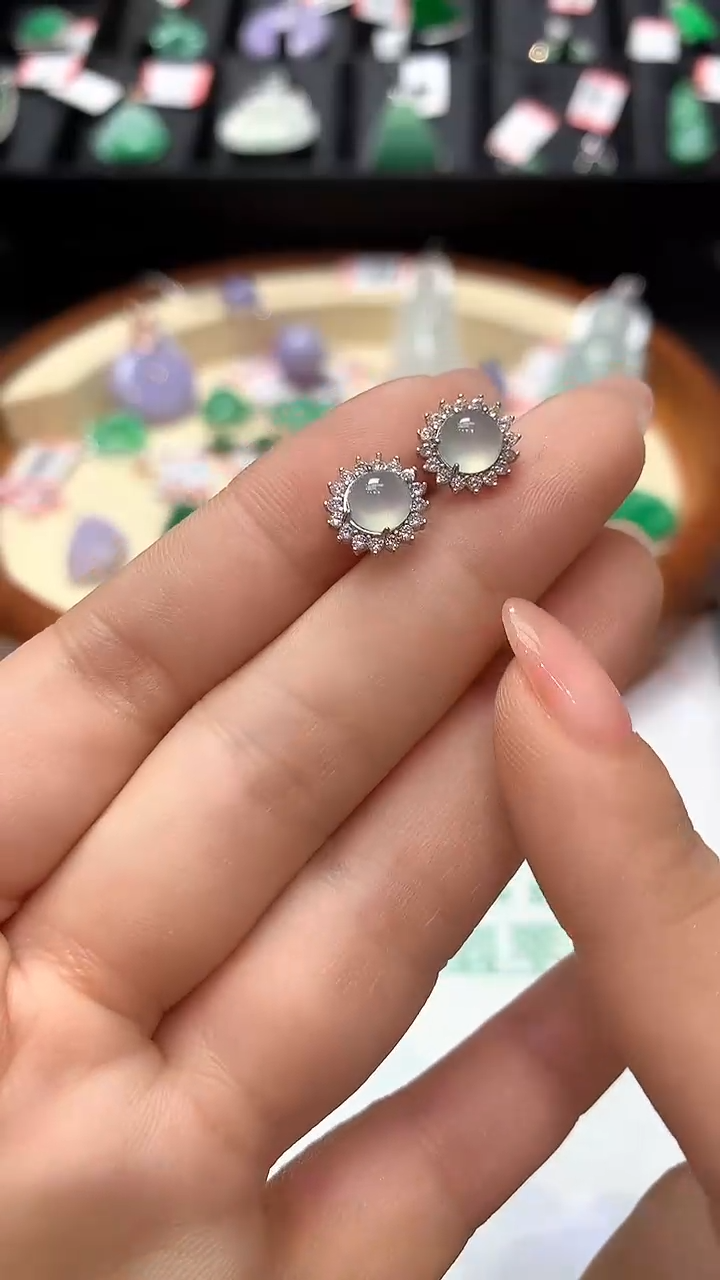 【闪购商品】翡翠耳钉未镶嵌天然A货翡翠