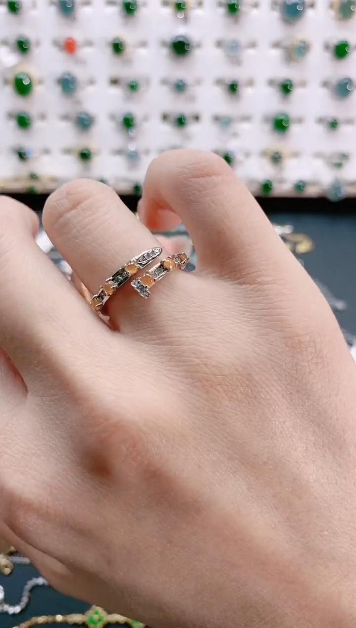 【闪购商品】翡翠戒指银S925镶嵌天然翡翠