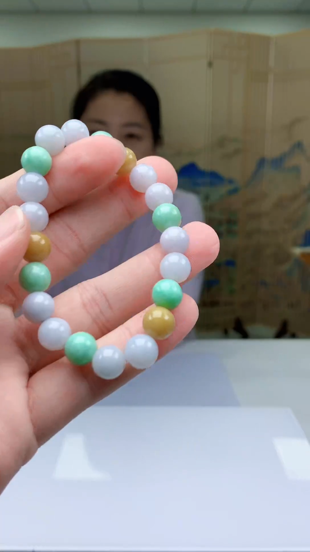 【闪购商品】定制翡翠未镶嵌4902bb-毛货手串75