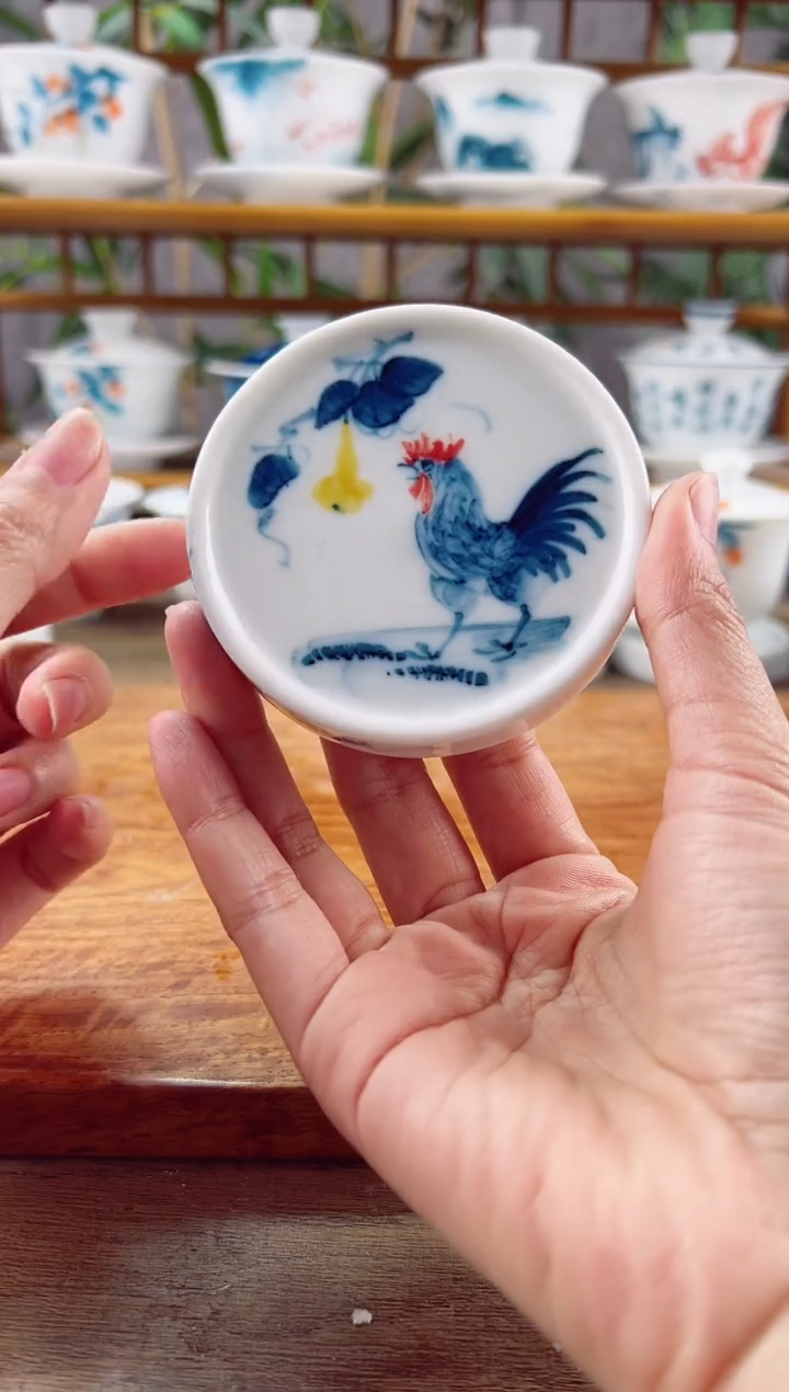 【闪购商品】微瑕羊脂玉葫芦公鸡杯垫