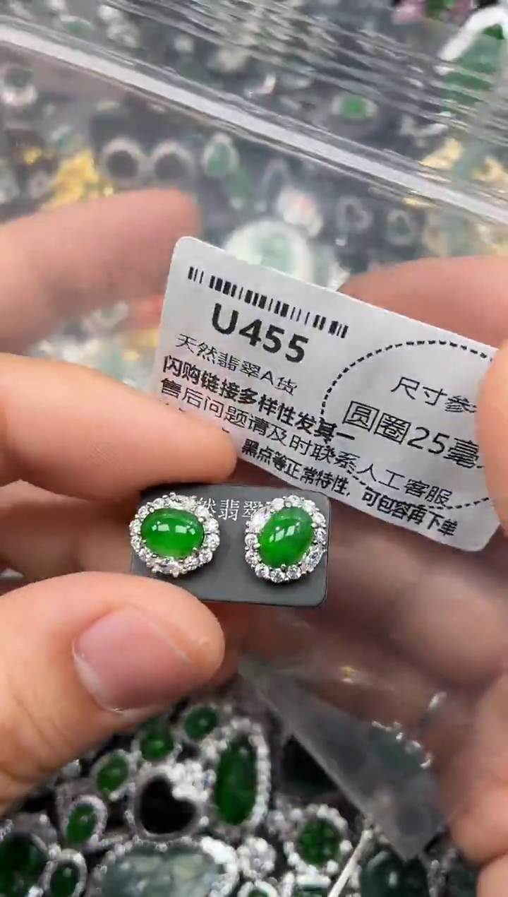 颈饰未镶嵌翡翠U455耳钉