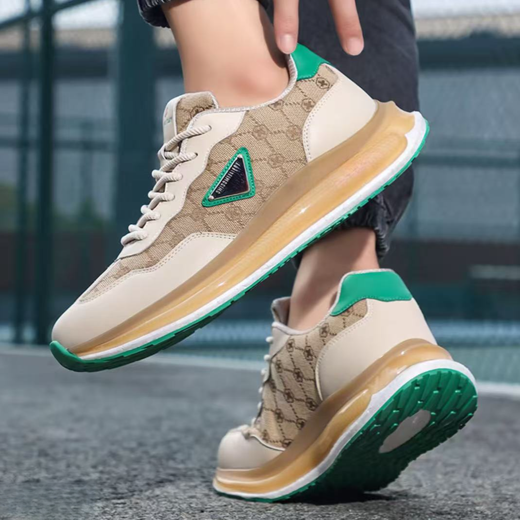 z9圆头男鞋百搭时尚休闲鞋跑步透气潮流夏季纳帕纹系带5508