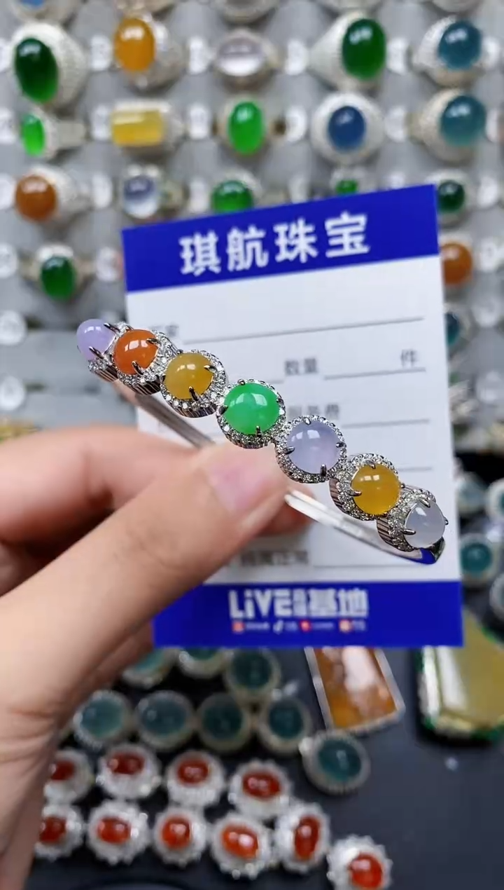 【闪购商品】翡翠手镯银S925镶嵌0645