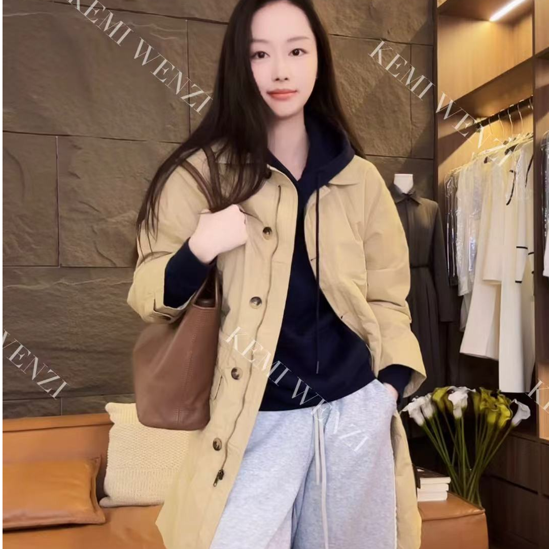 韩系两色大口袋风衣外套