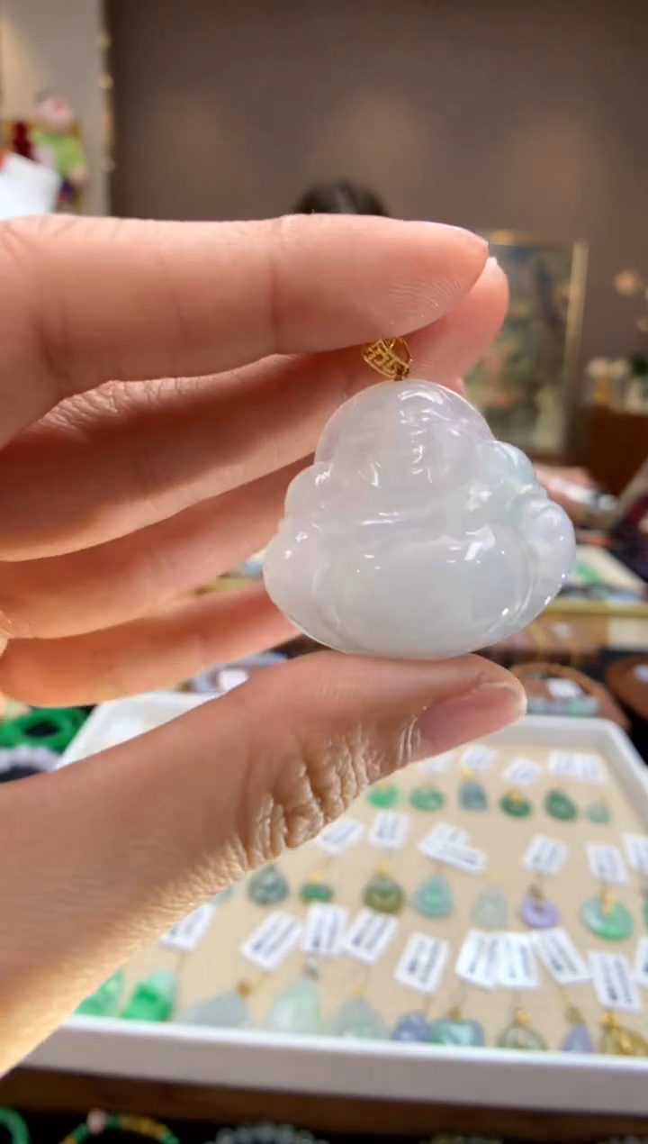 【闪购商品】翡翠颈饰18K金镶嵌佛公