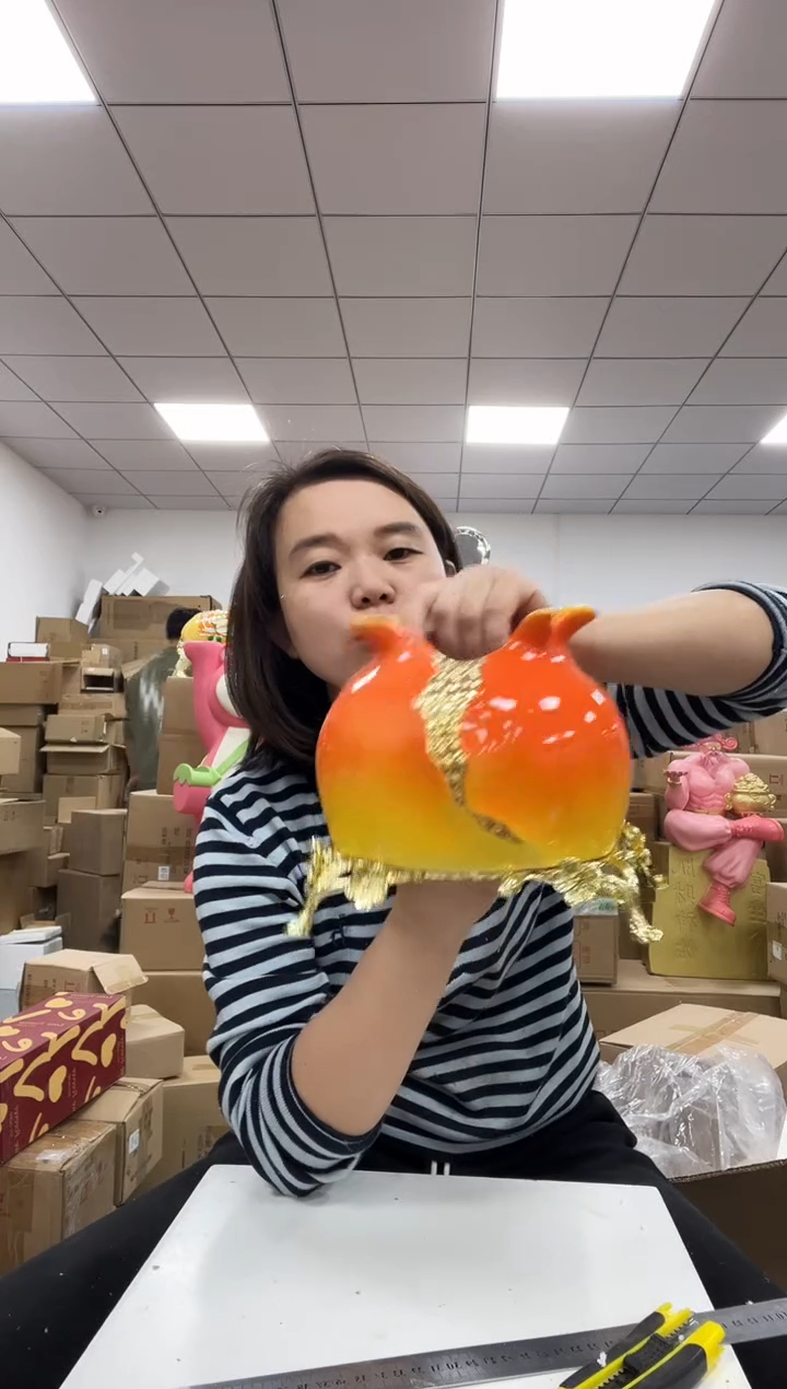 树脂石榴纸巾盒摆件