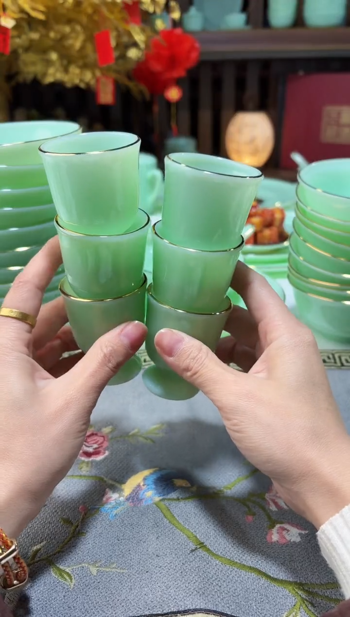玉瓷 高脚酒杯6只