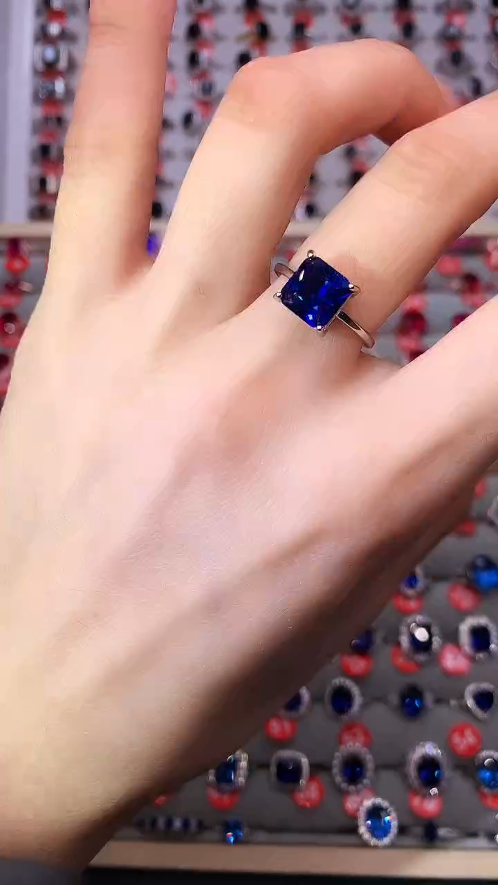 【闪购商品】蓝宝石戒指银S925镶嵌1111111
