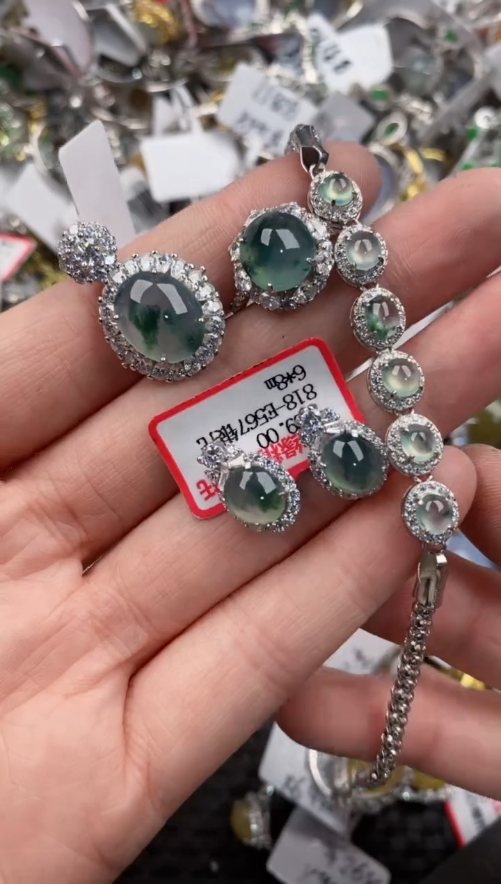 银S925镶嵌戒指翡翠444               6