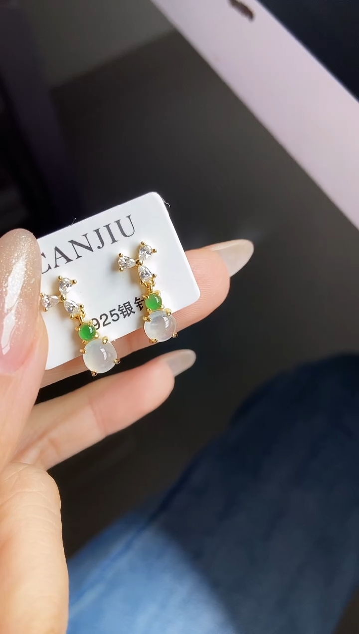 银S925镶嵌戒指翡翠12