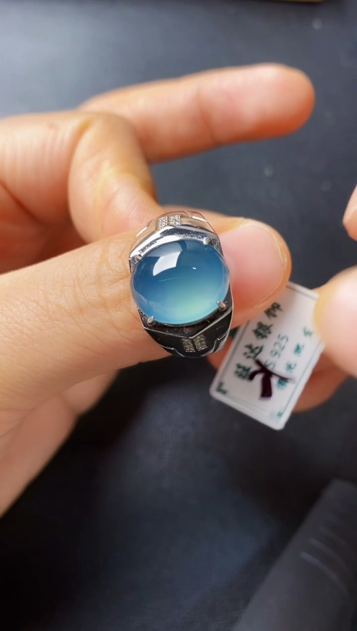 银S925镶嵌戒指翡翠2222222