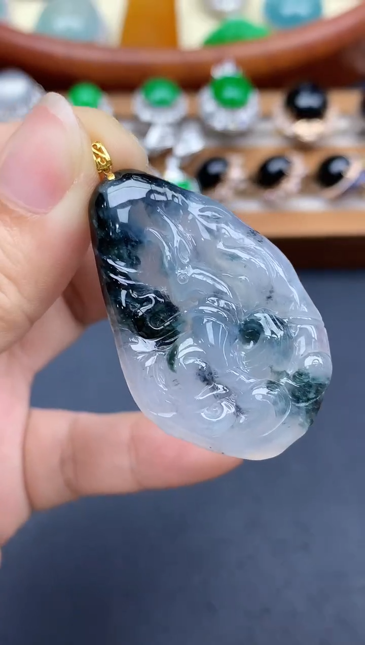 颈饰18K金镶嵌翡翠233-中国好珍宝